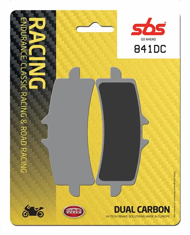 SBS 841DC BRAKE PADS ORGANIC RACING - DUAL CARBON ROAD - Brembo, RSV4, V2, V4, CBR1000RR-R, GSXR