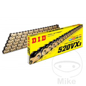 DID X-RING CHAIN GOLD/BLACK 520VX3/120 OPEN CHAIN WITH RIVET LINK